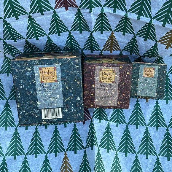 NWT Set of 3 Holiday Primitive Winter Wonderland Nesting Boxes - Picture 6 of 7